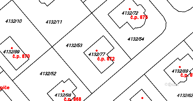 Litomyšlské Předměstí 872, Vysoké Mýto na parcele st. 4132/77 v KÚ Vysoké Mýto, Katastrální mapa