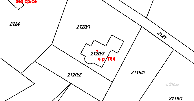Palkovice 784 na parcele st. 2120/3 v KÚ Palkovice, Katastrální mapa