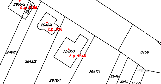 Mikulov 1645 na parcele st. 2948/2 v KÚ Mikulov na Moravě, Katastrální mapa