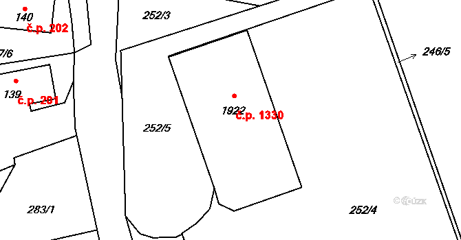 Hluboká nad Vltavou 1330 na parcele st. 1922 v KÚ Hluboká nad Vltavou, Katastrální mapa