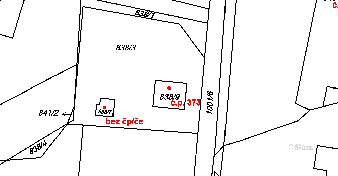 Dolní Žukov 373, Český Těšín na parcele st. 838/9 v KÚ Dolní Žukov, Katastrální mapa