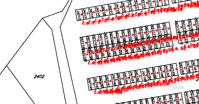 Nouzka 84, Vyškov na parcele st. 2421/200 v KÚ Vyškov, Katastrální mapa