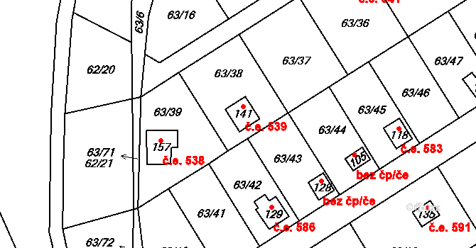 Dobkov 539, Chotěboř na parcele st. 141 v KÚ Dobkov, Katastrální mapa