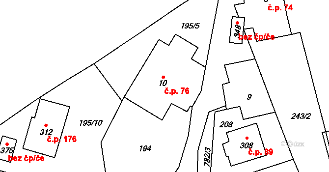 Fryšava pod Žákovou horou 76 na parcele st. 10 v KÚ Fryšava pod Žákovou horou, Katastrální mapa
