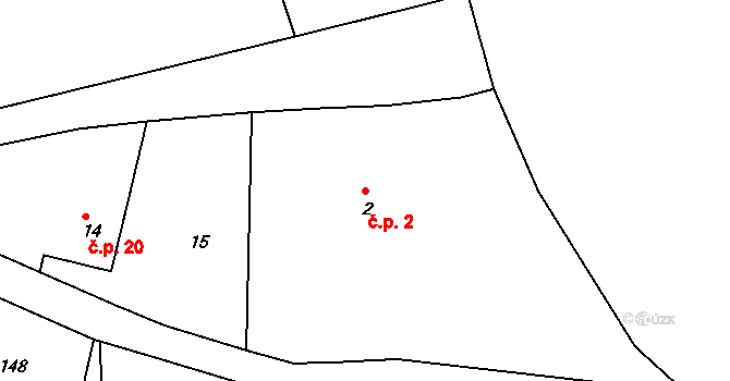 Osová 2, Osová Bítýška na parcele st. 2 v KÚ Osová, Katastrální mapa