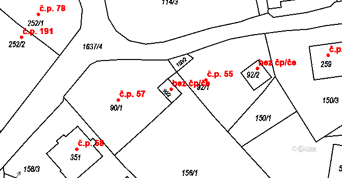 Hrabyně 38084058 na parcele st. 90/2 v KÚ Hrabyně, Katastrální mapa