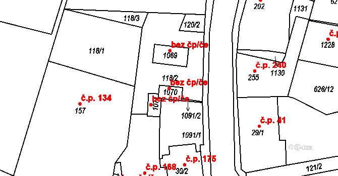 Krupka 39108058 na parcele st. 1070 v KÚ Bohosudov, Katastrální mapa