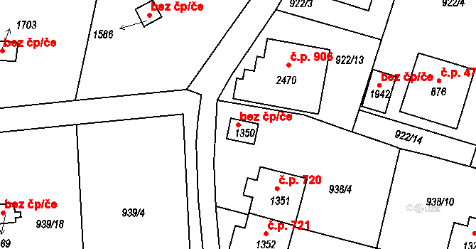 Prachatice 41341058 na parcele st. 1350 v KÚ Prachatice, Katastrální mapa