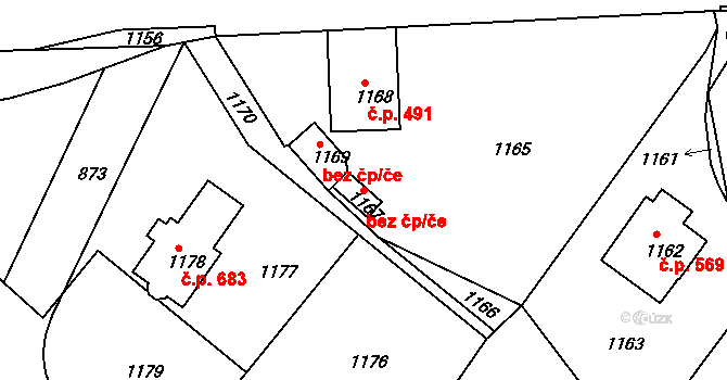 Hodkovice nad Mohelkou 42504058 na parcele st. 1167 v KÚ Hodkovice nad Mohelkou, Katastrální mapa