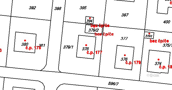 Neplachovice 177 na parcele st. 378 v KÚ Neplachovice, Katastrální mapa