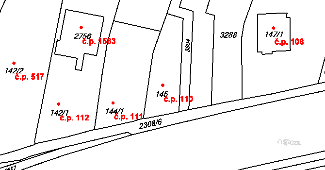 Kateřinky 110, Opava na parcele st. 145 v KÚ Kateřinky u Opavy, Katastrální mapa