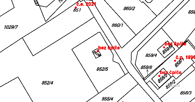 Teplice 45125058 na parcele st. 852/6 v KÚ Teplice-Trnovany, Katastrální mapa