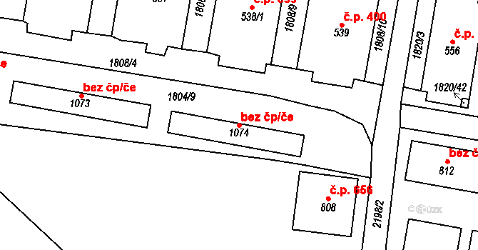 Králíky 45484058 na parcele st. 1074 v KÚ Králíky, Katastrální mapa