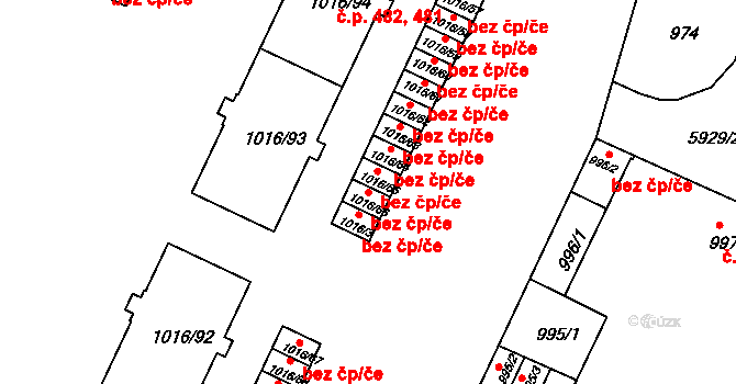 Liberec 47984058 na parcele st. 1016/66 v KÚ Liberec, Katastrální mapa