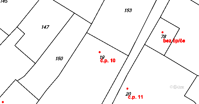 Krsice 10, Čimelice na parcele st. 19 v KÚ Krsice, Katastrální mapa