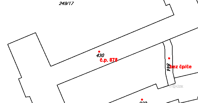 Rudná 878 na parcele st. 430 v KÚ Hořelice, Katastrální mapa