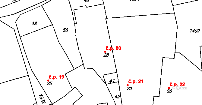 Oplotec 20, Horšovský Týn na parcele st. 28 v KÚ Oplotec, Katastrální mapa