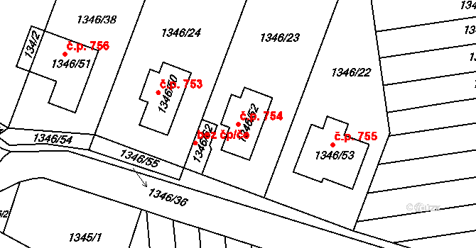 Česká Skalice 754 na parcele st. 1346/52 v KÚ Česká Skalice, Katastrální mapa