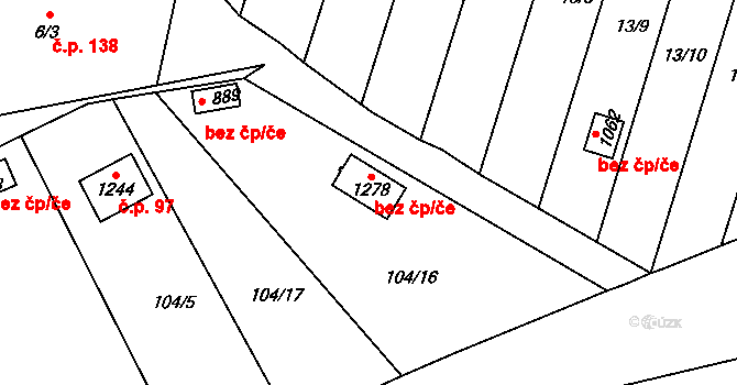 Strakonice II 513, Strakonice na parcele st. 1278 v KÚ Nové Strakonice, Katastrální mapa