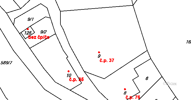 Janoslavice 37, Rohle na parcele st. 9 v KÚ Janoslavice, Katastrální mapa