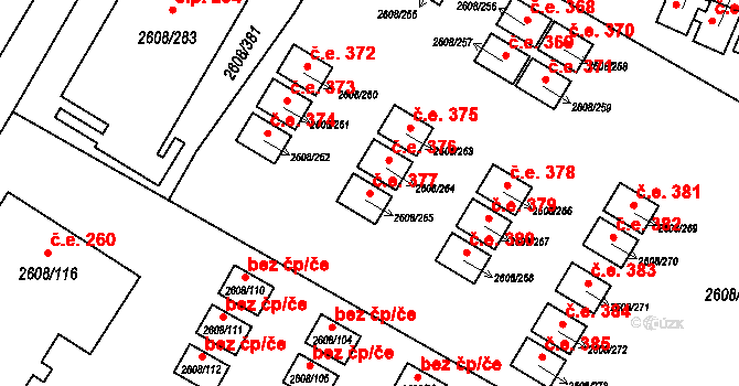 Staré Splavy 377, Doksy na parcele st. 2608/265 v KÚ Doksy u Máchova jezera, Katastrální mapa