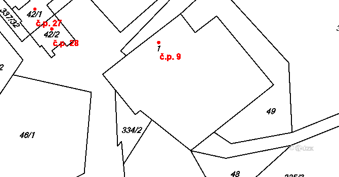 Litkovice 9, Žirovnice na parcele st. 1 v KÚ Litkovice, Katastrální mapa
