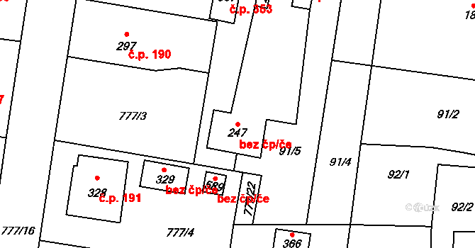 Košetice 88780058 na parcele st. 247 v KÚ Košetice, Katastrální mapa