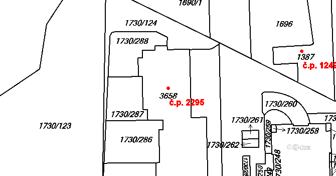 Brandýs nad Labem 2295, Brandýs nad Labem-Stará Boleslav na parcele st. 3658 v KÚ Brandýs nad Labem, Katastrální mapa
