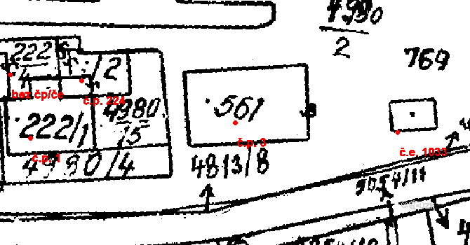 Pasohlávky 3 na parcele st. 561 v KÚ Pasohlávky, Katastrální mapa