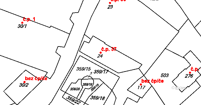 Mramotice 37, Znojmo na parcele st. 24 v KÚ Mramotice, Katastrální mapa