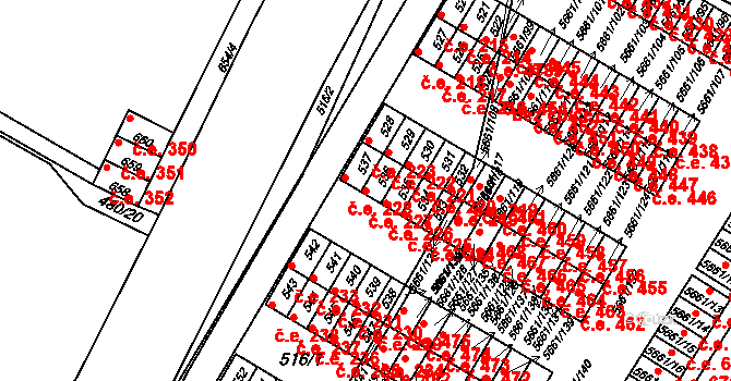 Pístov 227, Jihlava na parcele st. 536 v KÚ Pístov u Jihlavy, Katastrální mapa