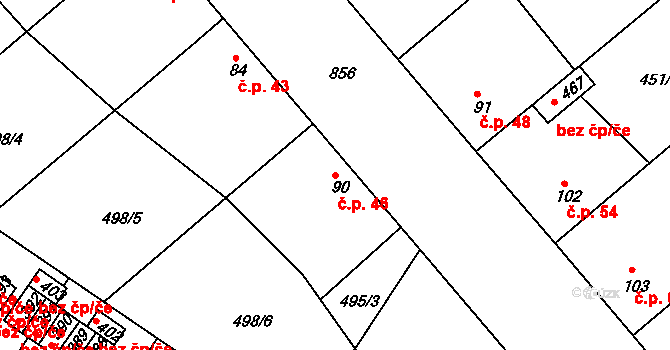 Sedlčánky 46, Čelákovice na parcele st. 90 v KÚ Sedlčánky, Katastrální mapa