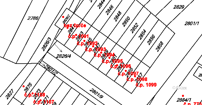 Rýmařov 1095 na parcele st. 2849 v KÚ Rýmařov, Katastrální mapa