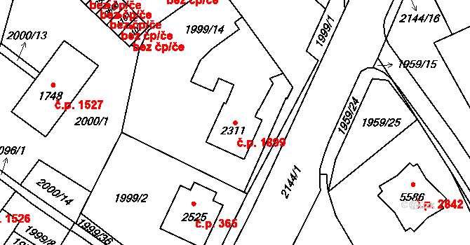Šumperk 1899 na parcele st. 2311 v KÚ Šumperk, Katastrální mapa