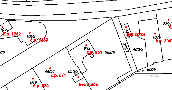 Brandýs nad Labem 851, Brandýs nad Labem-Stará Boleslav na parcele st. 932 v KÚ Brandýs nad Labem, Katastrální mapa