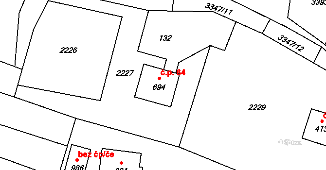 Písek 64 na parcele st. 694 v KÚ Písek u Jablunkova, Katastrální mapa