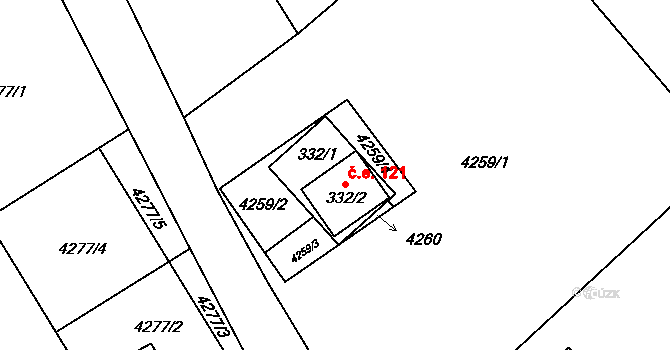 Bělá 121, Bělá pod Pradědem na parcele st. 332/2 v KÚ Domašov u Jeseníka, Katastrální mapa