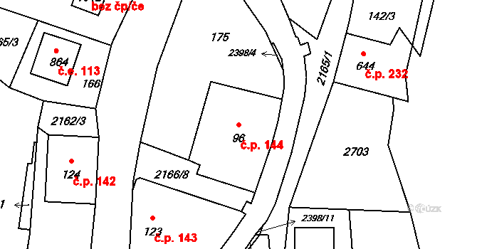 Skalice u České Lípy 144 na parcele st. 96 v KÚ Skalice u České Lípy, Katastrální mapa