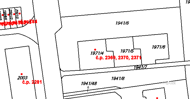 Ústí nad Labem-centrum 2369,2370,2371, Ústí nad Labem na parcele st. 1971/4 v KÚ Ústí nad Labem, Katastrální mapa