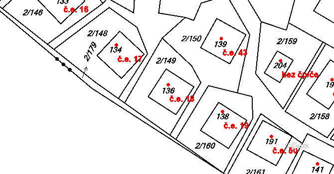 Lhota 18, Mladošovice na parcele st. 136 v KÚ Lhota u Vlachnovic, Katastrální mapa