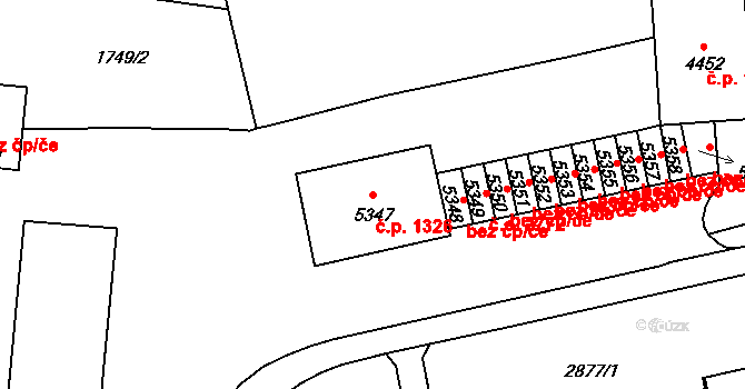 Cheb 1326 na parcele st. 5347 v KÚ Cheb, Katastrální mapa
