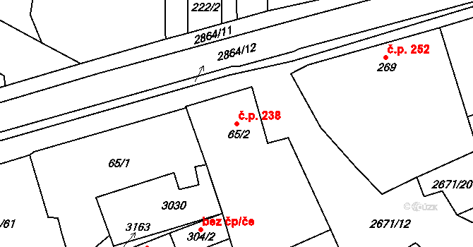 Černilov 238 na parcele st. 65/2 v KÚ Černilov, Katastrální mapa