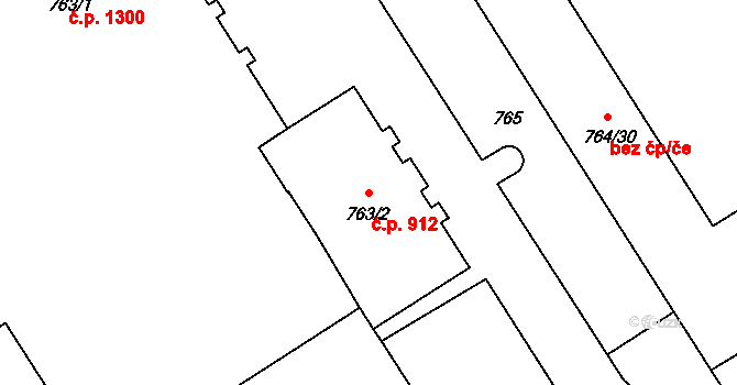 Nusle 912, Praha na parcele st. 763/2 v KÚ Nusle, Katastrální mapa