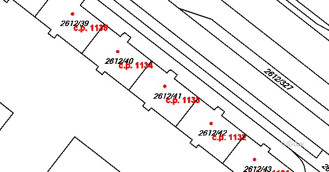 Braník 1133, Praha na parcele st. 2612/41 v KÚ Braník, Katastrální mapa