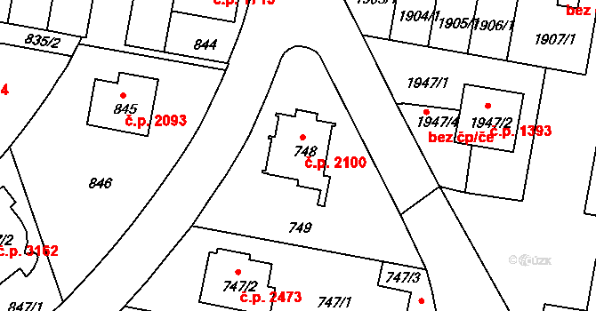 Záběhlice 2100, Praha na parcele st. 748 v KÚ Záběhlice, Katastrální mapa