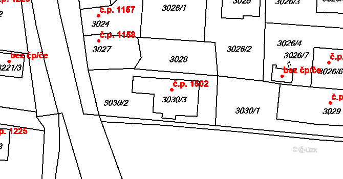 České Budějovice 6 1502, České Budějovice na parcele st. 3030/3 v KÚ České Budějovice 6, Katastrální mapa