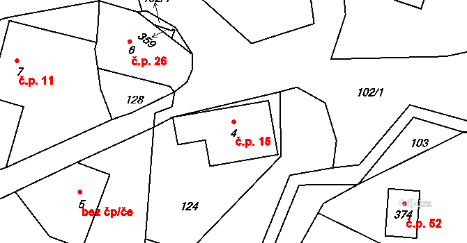Jiříčkov 15, Světlá pod Ještědem na parcele st. 4 v KÚ Světlá pod Ještědem, Katastrální mapa