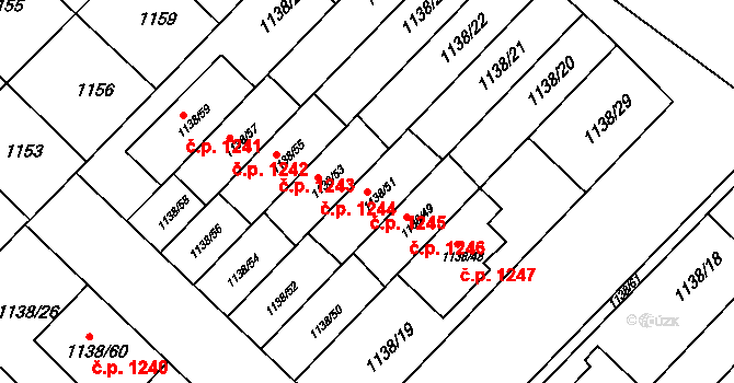 Kuřim 1245 na parcele st. 1138/51 v KÚ Kuřim, Katastrální mapa