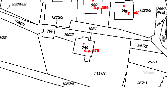 Lačnov 379, Svitavy na parcele st. 789 v KÚ Moravský Lačnov, Katastrální mapa