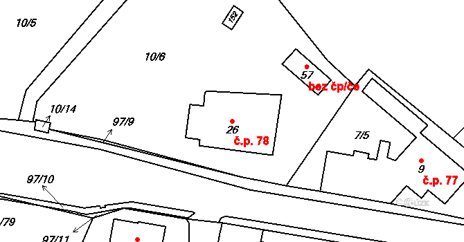 Kerhartice 78, Ústí nad Orlicí na parcele st. 26 v KÚ Gerhartice, Katastrální mapa